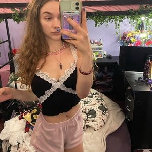 Black and white lace tank top